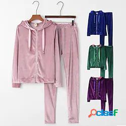 Per donna 2 pezzi Zip intera Tuta Da Ginnastica Athleisure