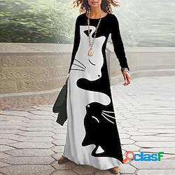 Per donna Abito casual Abito linea A Vestito maxi Nero Cachi