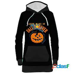 Per donna Abito con cappuccio Zucca Testo Tasca frontale