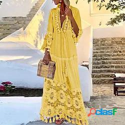 Per donna Vestito svasato Vestito maxi Manica lunga Boho Con