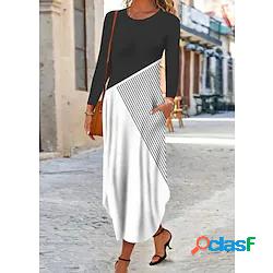 Per donna Vestito tubino Vestito maxi Bianco e nero Manica