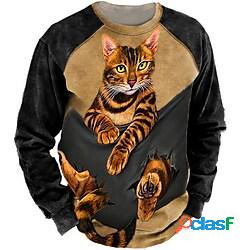 Per uomo Unisex Felpa Maglione Gatto Stampe astratte Stampa