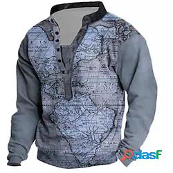 Per uomo Unisex Felpa Maglione Mappa Stampe astratte Stampa