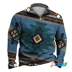 Per uomo Unisex Felpa con zip Maglione Fantasia geometrica