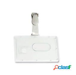 Portabadge rigido Pocket - clip in plastica - 5,3 x 8,5 cm -