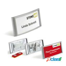 Portanome Classic con clip e spilla - 3,4 x 7,4 cm - Durable