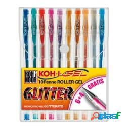 Roller gel colorati - colori glitter - Koh I Noor - astuccio