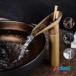 Rubinetto Lavabo Bagno A Cascata In Rame Antico Bronzo