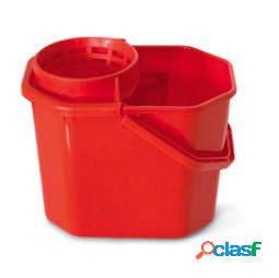 Secchio con strizzatore - PPL riciclabile - 12 L - rosso -