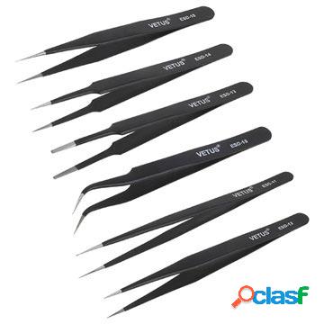 Set di pinzette antistatiche in acciaio inossidabile 6 in 1