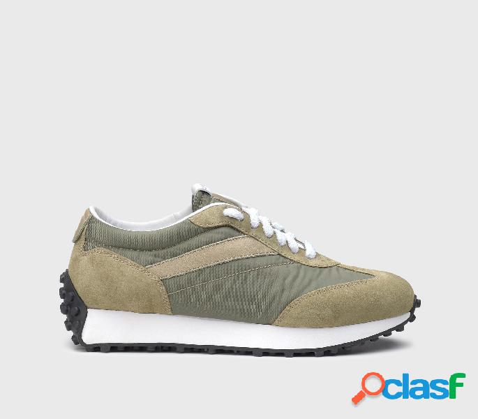 Sneakers in tessuto tecnico e suede Verde 42_U