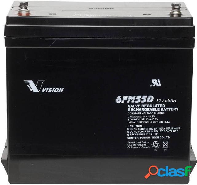 Vision Akkus 6FM55DX 6FM55DX Batteria al piombo 12 V 55 Ah