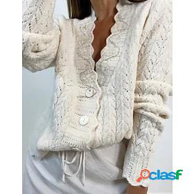 Womens Cardigan Sweater Jumper Crochet Knit Knitted Cropped