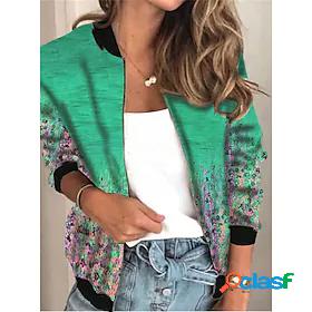 Women's Casual Jacket Full Zip Print Sporty Active Casual