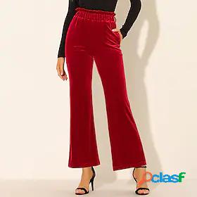 Womens Chinos Bell Bottom Trousers Fashion Mid Waist Casual
