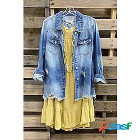 Womens Denim Jacket Classic Style Casual Street Daily Coat