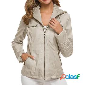 Women's Jacket Faux Leather Jacket Pocket Active Casual
