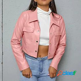 Women's Jacket Faux Leather Jacket Stylish Pocket Casual