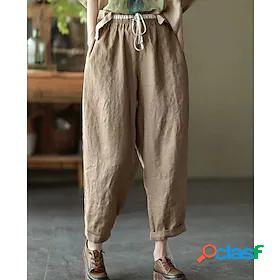 Womens Joggers Chinos Trousers Linen / Cotton Blend Fashion