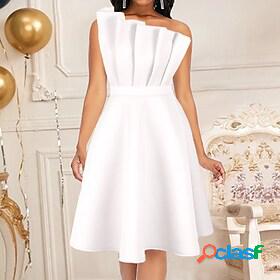 Women's Knee Length Dress A Line Dress Party Dress White