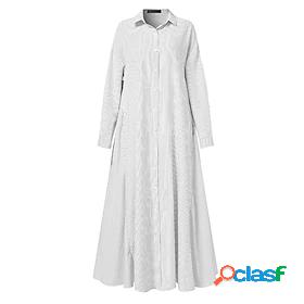 Womens Maxi long Dress Shirt Dress Swing Dress White Black