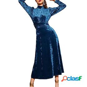 Women's Maxi long Dress Velvet Dress Sheath Dress Dark Blue
