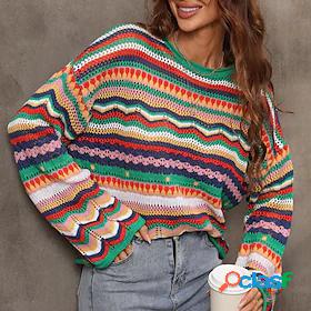 Womens Pullover Sweater Jumper Cable Crochet Knit Hollow Out