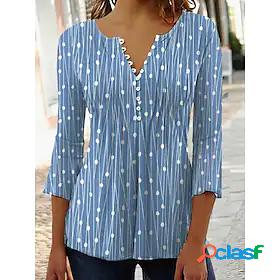 Womens Shirt Floral Polka Dot Daily Weekend Floral 3/4