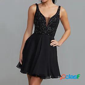 Womens Short Mini Dress Lace Dress A Line Dress Black