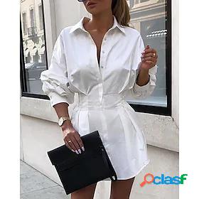 Womens Short Mini Dress Shift Dress White Dress White Black