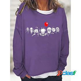 Womens Skeleton Grimace Pullover Crew Neck Print Hot