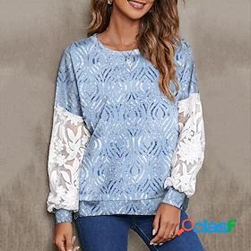 Women's Sweatshirt Pullover Patchwork Print Active