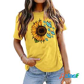 Womens T shirt Basic Print Basic Butterfly T-shirt Sleeve