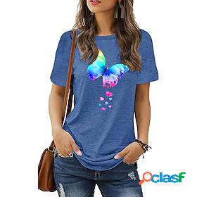 Women's T shirt Tee Basic Print Animals Butterfly T-shirt