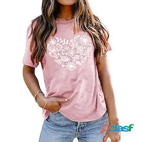 Women's T shirt Tee Basic Print Basic Flower / Floral