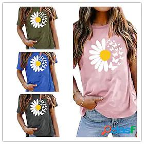 Women's T shirt Tee Basic Print Basic Flower / Floral