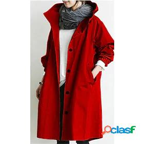 Womens Trench Coat Hoodie Jacket Basic Casual Street Daily