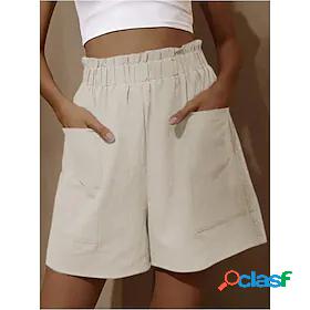 Women's Wide Leg Bermuda shorts Trousers Linen Basic Casual