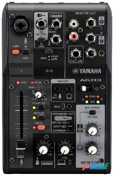 Yamaha AG03MK2B Mixer DJ Numero canali:3 Collegamento USB