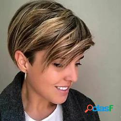 breve rettilineo bob pixie cut parrucche di capelli umani