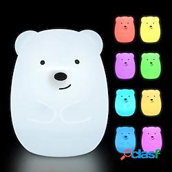 carino luce di notte per i bambini silicone led orso piccola