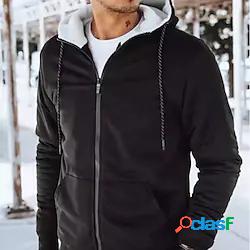 felpa con cappuccio da uomo full zip giacca in pile cerniera