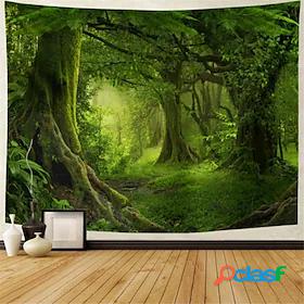 mistry forest tapestry magical nature green tree wall