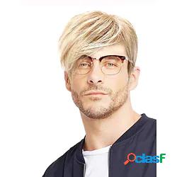 parrucca da uomo corta bionda sostituzione dei capelli