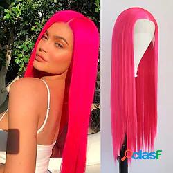 parrucca rosa brillante rettilineo lungo sintetico parrucche