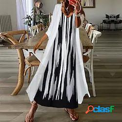 set vestito da donna maxi vestito lungo bianco manica a 3/4