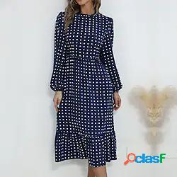 vestito a trapezio da donna vestito midi rosso manica lunga