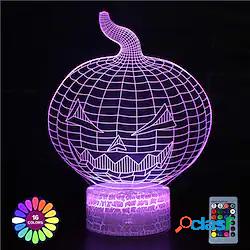 zucca di halloween 3d illusione ottica lampada telecomando