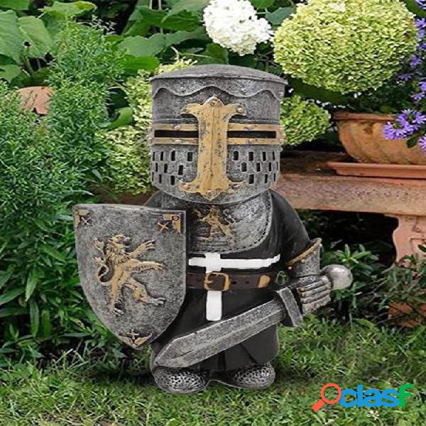 1 PC Resina Cavaliere Gnomi Giardino Statua di Guerra
