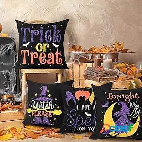 4 pcs Polyester Pillow Cover, Simple Halloween Zipper Square